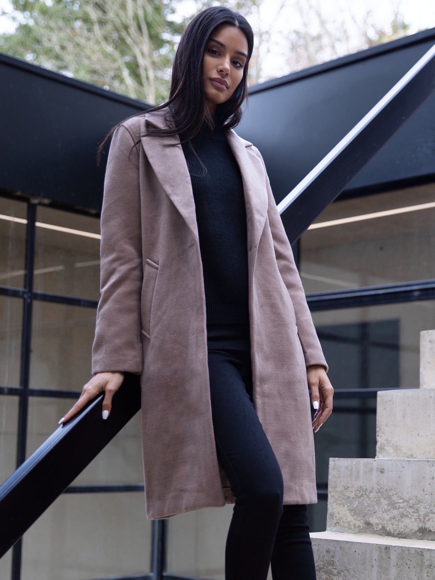 Mabel Tailored Longline Coat - Coffee