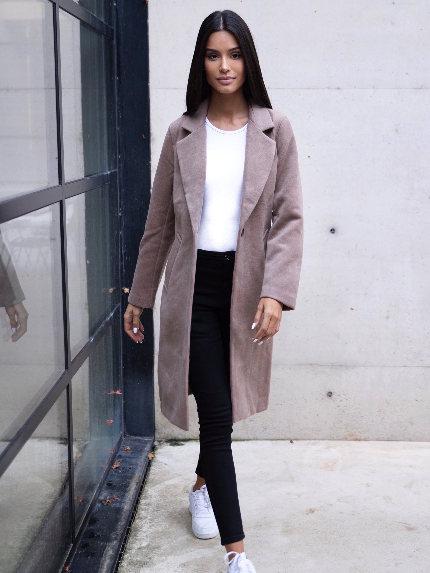 Mabel Tailored Longline Coat - Coffee