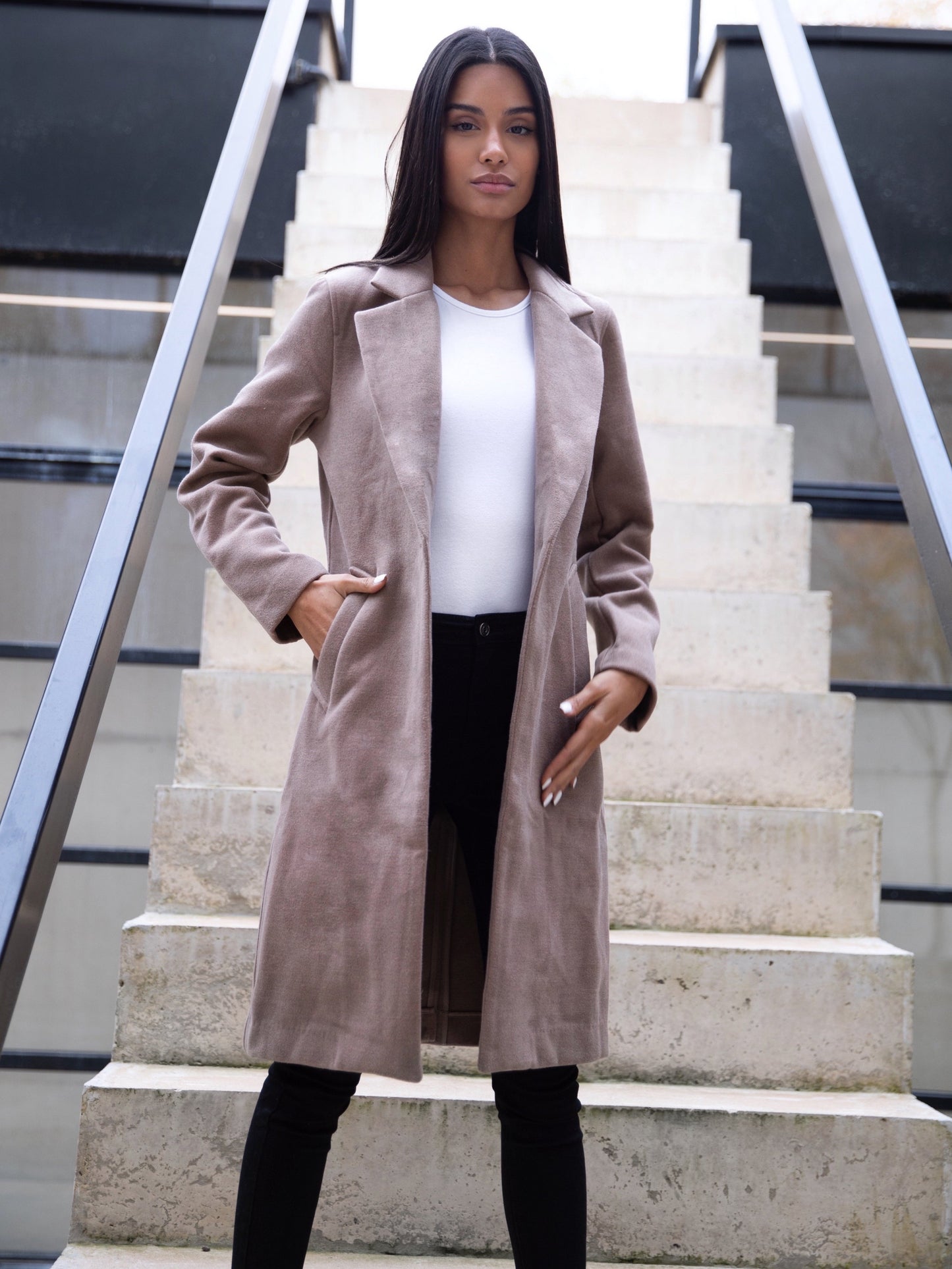 Mabel Tailored Longline Coat - Coffee