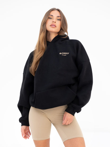 NY Crest Oversized Hoodie - Black